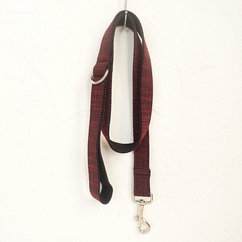 Checkered Dog Leash & Collar Set with Bowtie