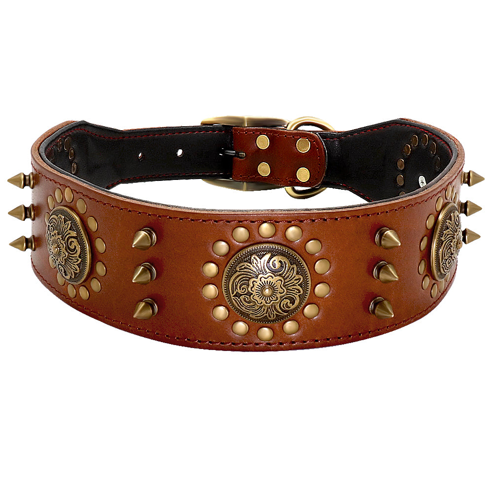 Classic Studded Leather Dog Collar – Strong, Secure & Protective
