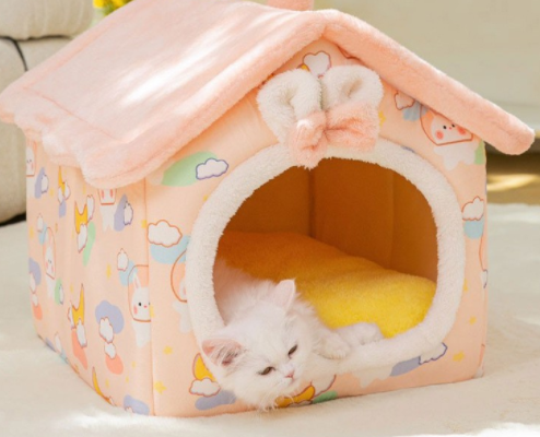 Warm Foldable Pet House with Removable Nest – Perfect for Cats & Small Dogs