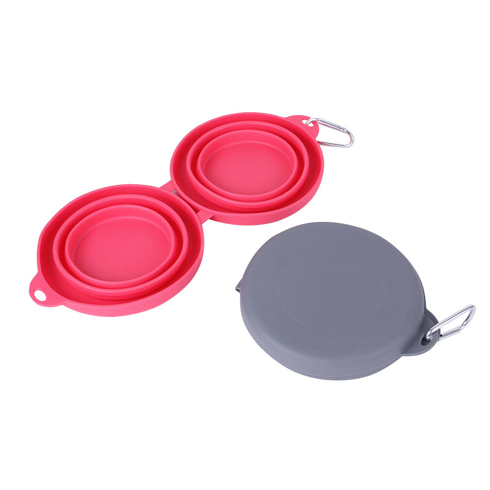 Foldable Double Pet Bowl – Portable Feeding & Water Bowl for Dogs and Cats
